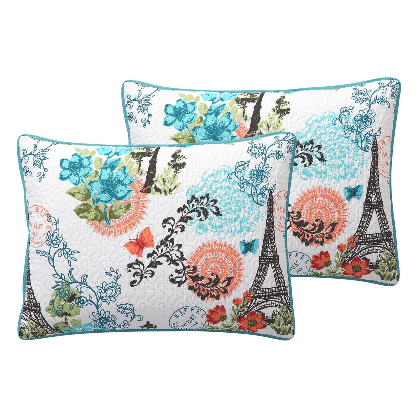 Ensemble de literie 3 pièces patchwork floral marron