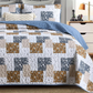 Ensemble de literie 3 pièces patchwork floral marron