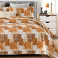Ensemble de literie 3 pièces patchwork floral rose gris et marron