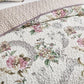 Pink & Beige Floral 3 Piece Bedding Quilt Set