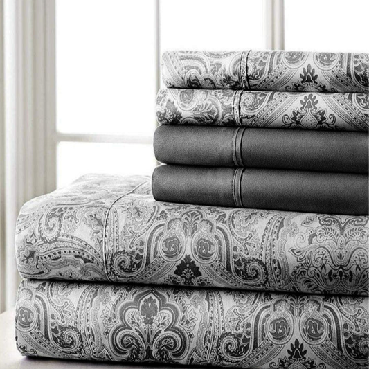 Black Paisley Deep Pocket 6 Piece Sheet Set