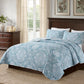 Blue Paisley Reversible 3 Piece Bedding Quilt Set