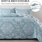Blue Paisley Reversible 3 Piece Bedding Quilt Set