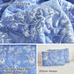 Botanical Blue & White Floral Reversible 3 Piece Bedding Quilt Set