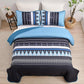 Boho Chevron Blue & Black Reversible 3 Piece Quilt Set