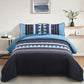 Boho Chevron Blue & Black Reversible 3 Piece Quilt Set