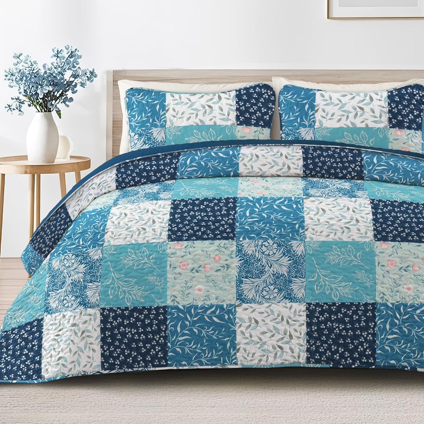 Ensemble de literie 3 pièces patchwork floral violet