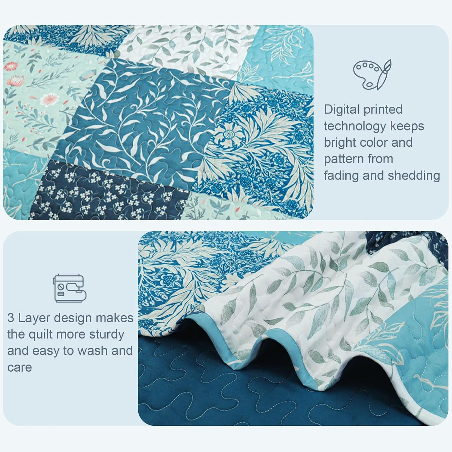 Ensemble de literie 3 pièces patchwork floral violet