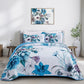 Boho Blue Floral Reversible 3 Piece Bedding Quilt Set