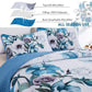 Boho Blue Floral Reversible 3 Piece Bedding Quilt Set