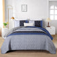 Boho Grey, Blue & Black Stripes 3 Piece Bedding Quilt Set