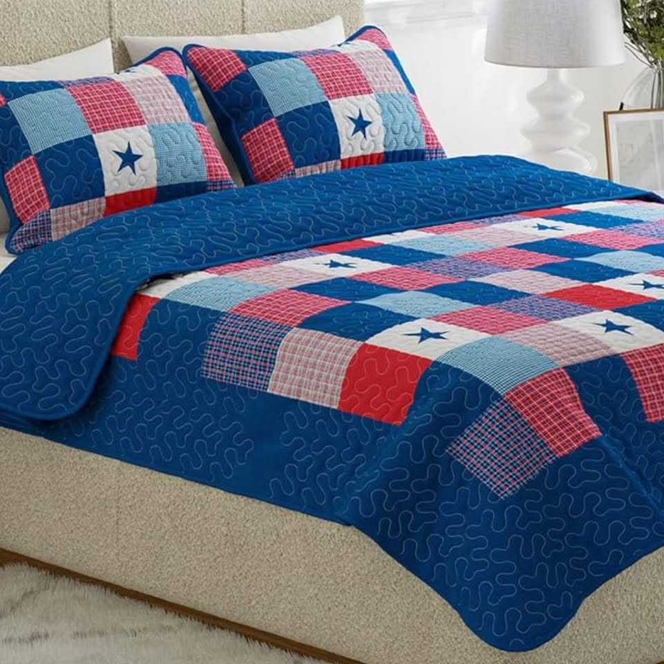 Canadian Cabin Patchwork Rustic Lodge 3 Piece Quilt Set
