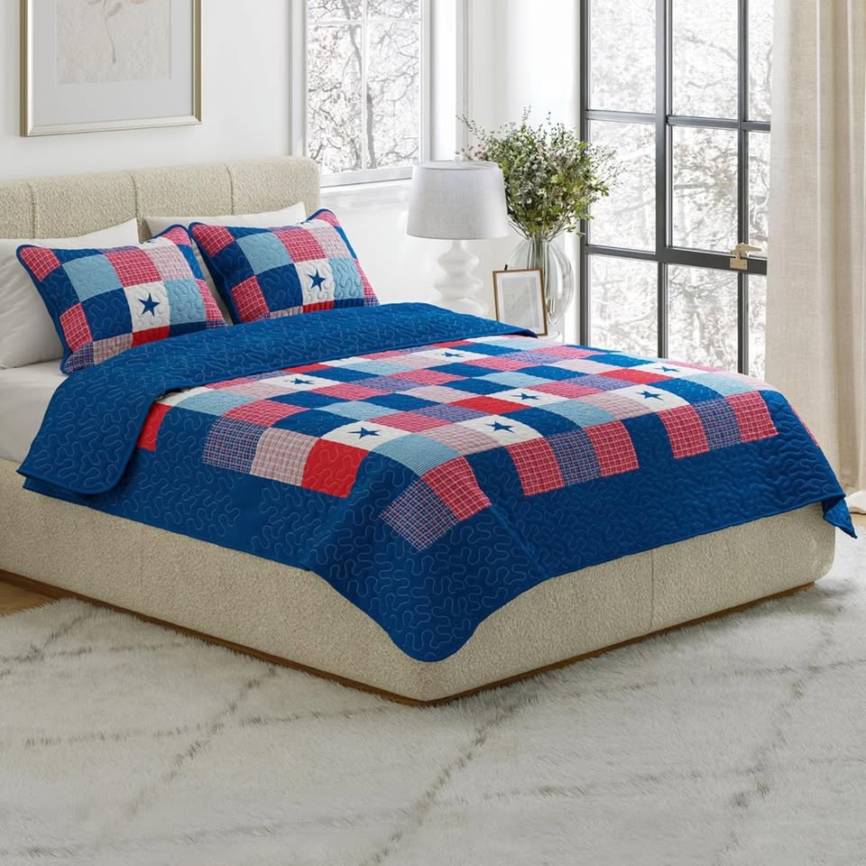 Canadian Cabin Patchwork Rustic Lodge 3 Piece Quilt Set