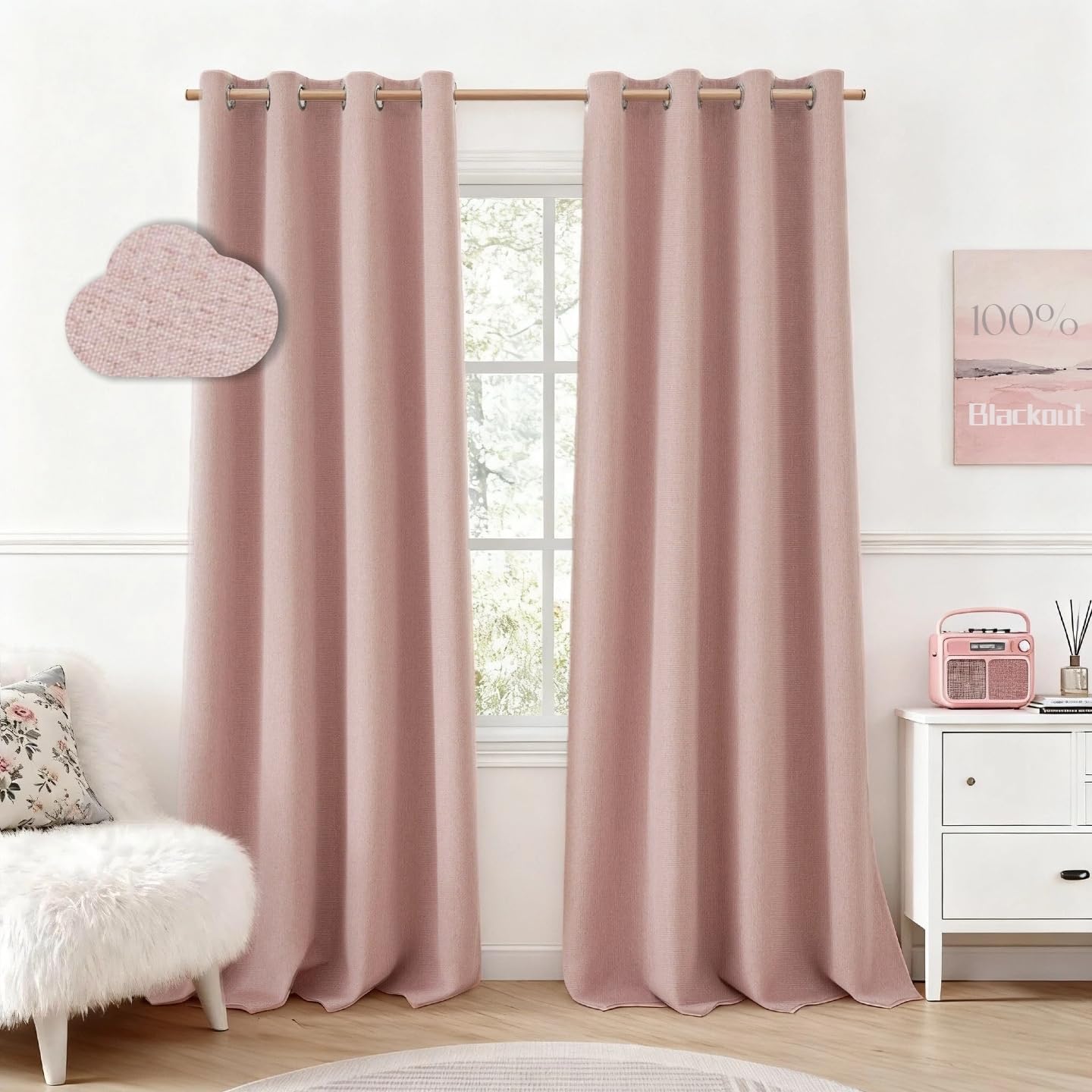 Blush Blackout Curtains (2 Panels)