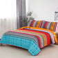 Bohemian Orange & Blue Reversible 3 Piece Quilt Set