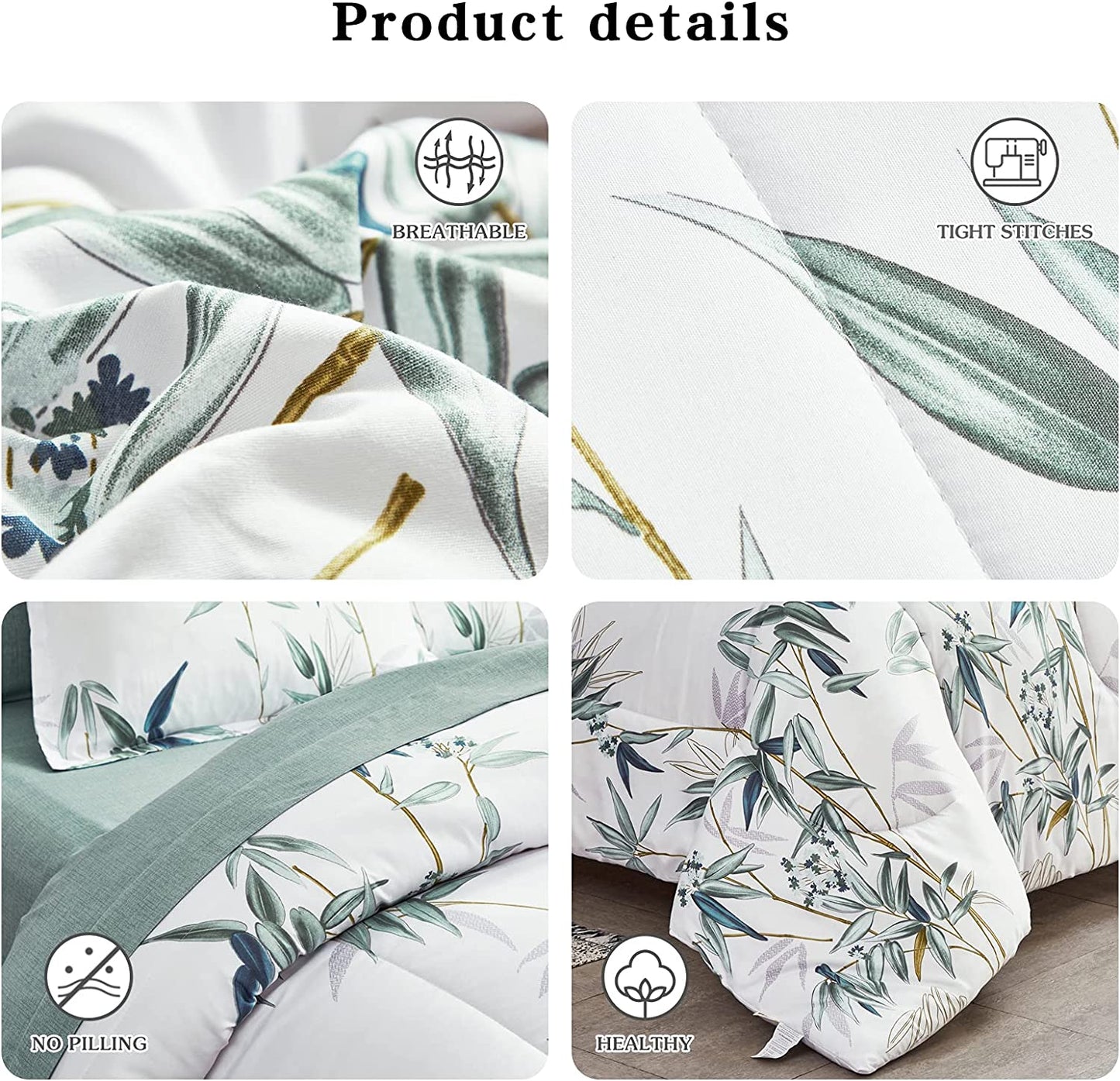 Botanical Green Leaves 7 Piece Comforter Set