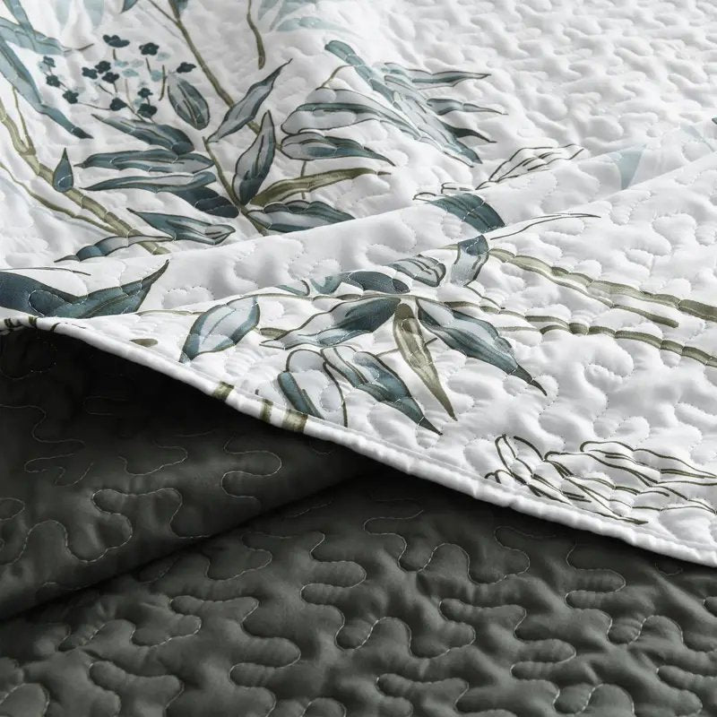 Ensemble de courtepointe réversible 3 pièces à feuilles d'oranger botanique brûlé