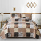 Khaki Floral Patchwork 3 Piece Bedding Quilt Set