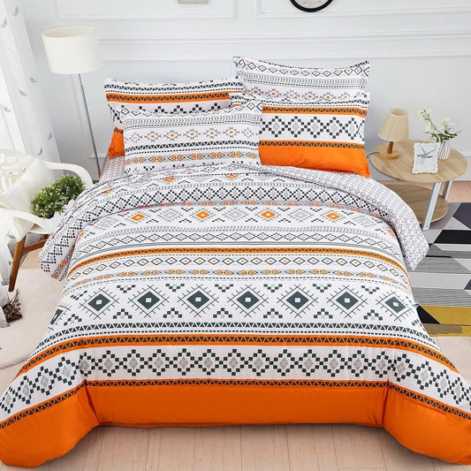 Burnt Orange Boho Reversible 3 Piece Comforter Set