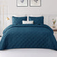 Solid Blue 3 Piece Lightweight Bedding Quilt Set