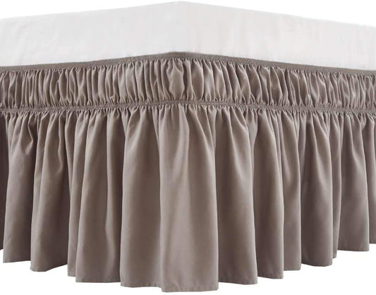Solid Taupe Ruffled Wrap Around Bed Skirt