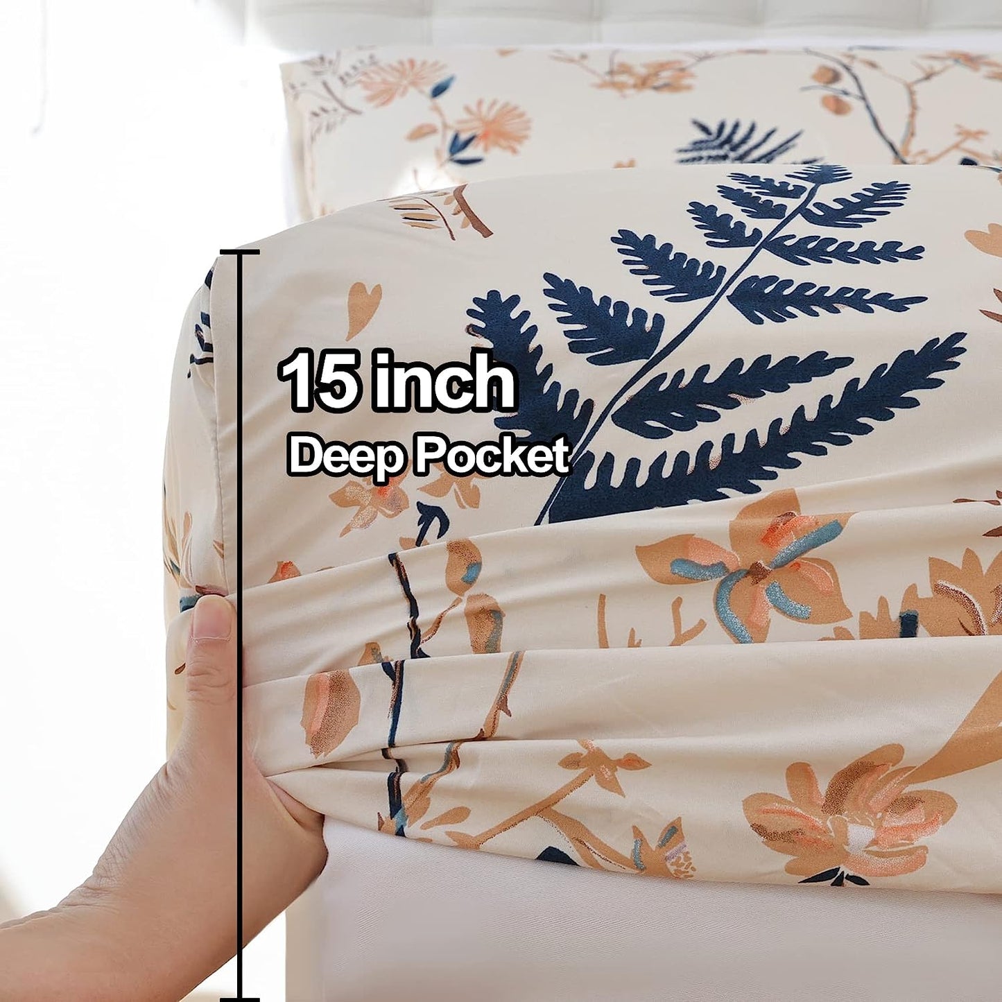 Ferns Deep Pocket 3/4 Piece Sheet Set