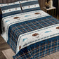 Cabin Lodge Gone Fishing Blue & Taupe Bedspread Set