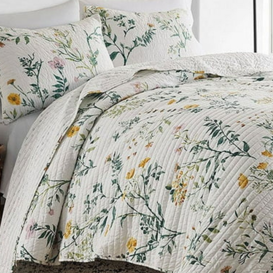 Floral Garden 3 Piece Bedding Quilt Set