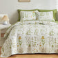 Botanical Green & Yellow Floral Reversible 3 Piece Bedding Quilt Set