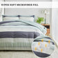 Boho Striped Grey/Green/White 3 Piece Comforter Set