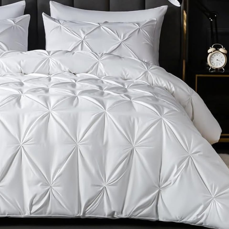 White Pinch Pleated 7 Piece Comforter Set