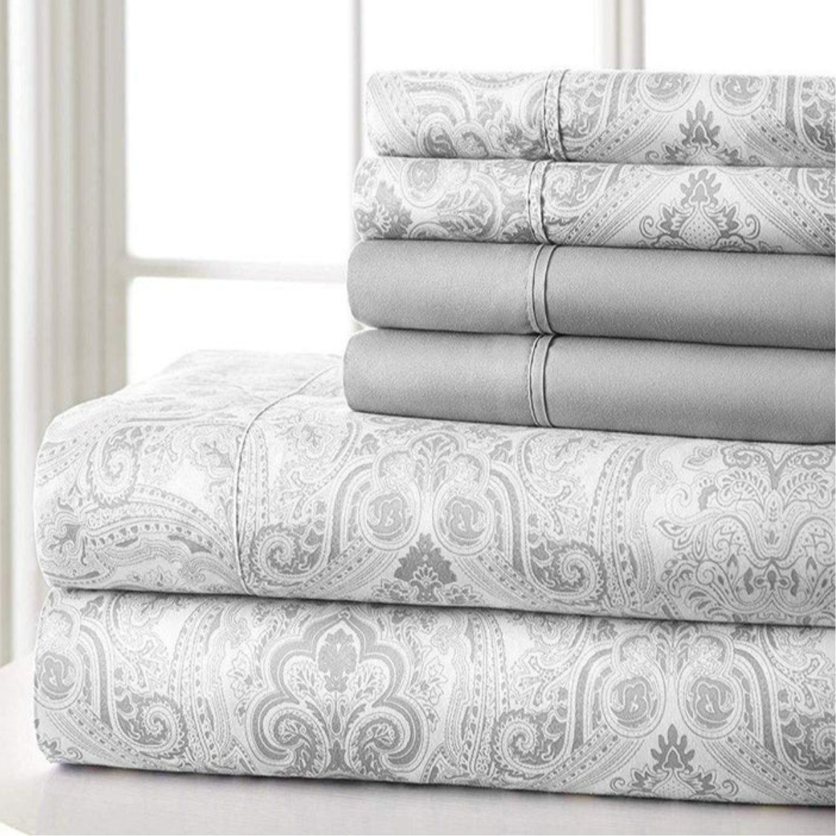 Ensemble de draps 6 pièces bleu clair cachemire à poche profonde