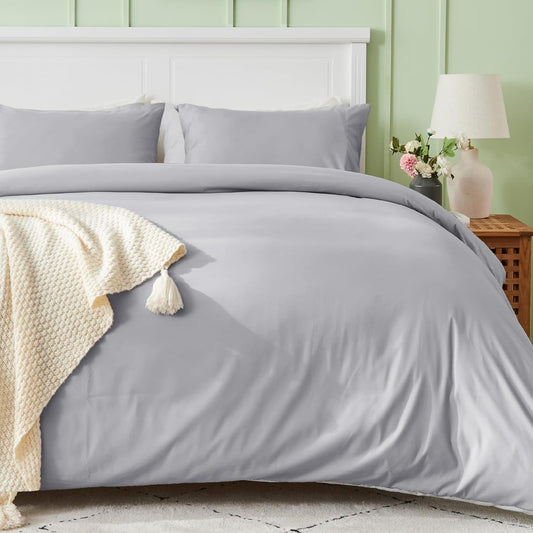 Light Grey 3 Piece Duvet Cover Set