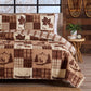 Lodge Leaves Brown Patchwork 3 Piece Bedspread Set