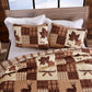 Ensemble de couvre-lit 3 pièces en patchwork marron Lodge Leaves