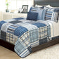 Rustic Navy Plaid Patchwork 3 Piece Quilt Set