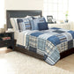 Rustic Navy Plaid Patchwork 3 Piece Quilt Set