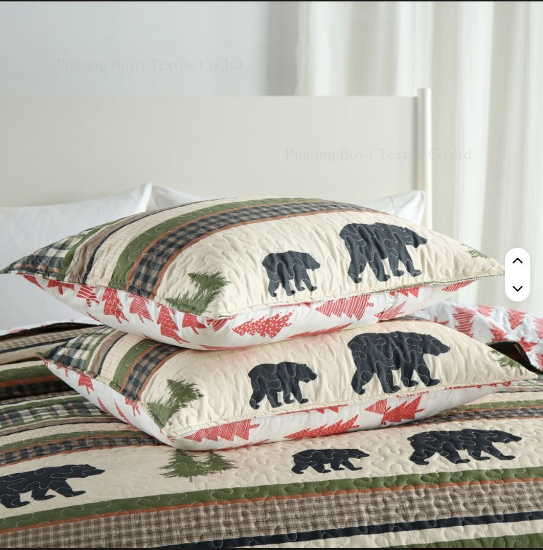 Ensemble de literie 3 pièces Forest Green Bear Cabin