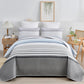 Boho Grey & Blue Stripes Reversible Bedding Quilt Set
