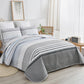 Boho Grey & Blue Stripes Reversible Bedding Quilt Set
