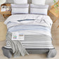 Boho Grey & Blue Stripes Reversible Bedding Quilt Set