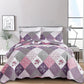 Purple Floral Patchwork 3 Piece Bedding Quilt Set