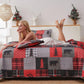 Red Plaid Bear 3 Piece Bedding Quilt Set