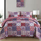 Rose Red Paisley Patchwork 3 Piece Quilt Set