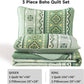Boho Aztec Sage Green Reversible 3 Piece Quilt Set