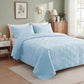 Solid Blue 3 Piece Lightweight Bedding Quilt Set