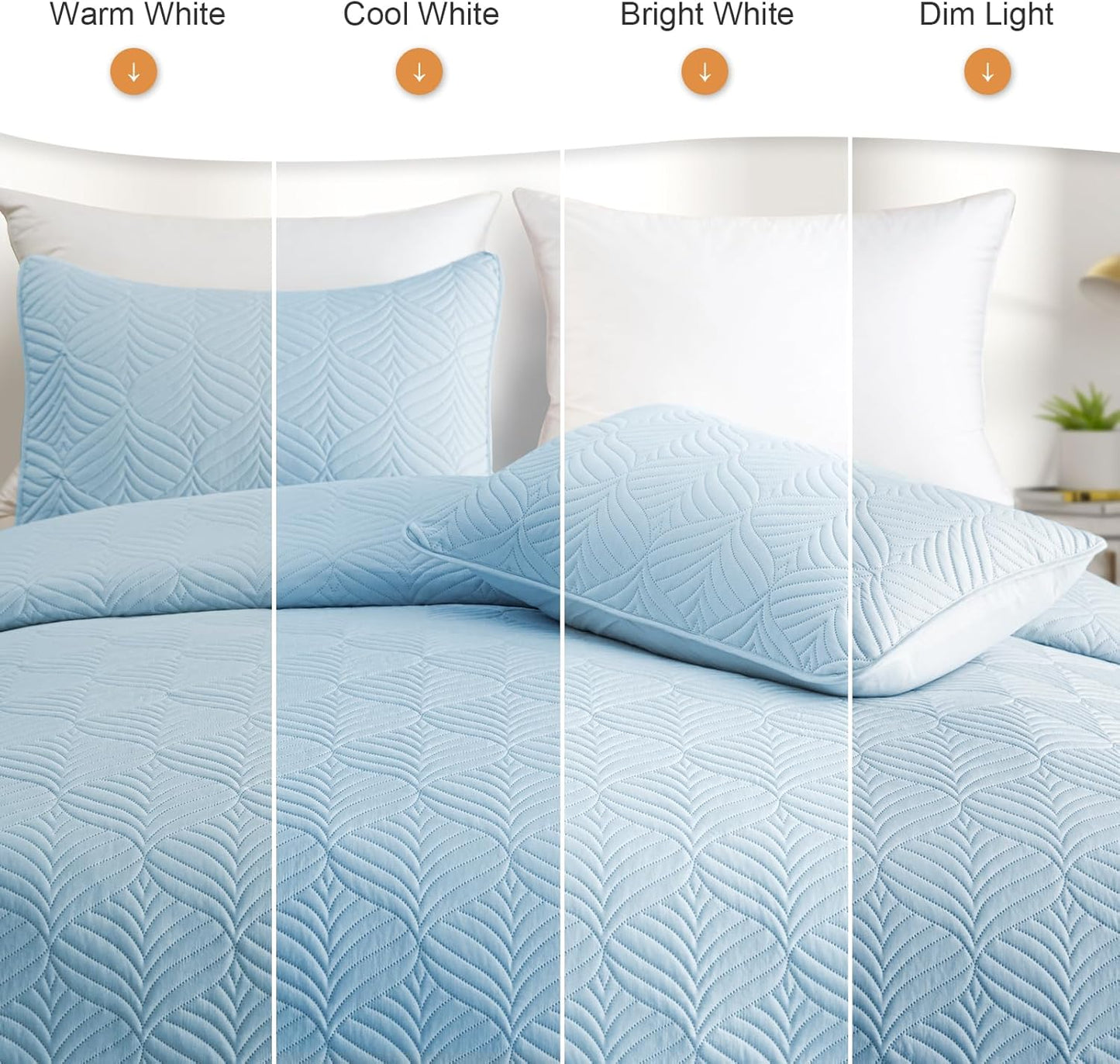 Solid Blue 3 Piece Lightweight Bedding Quilt Set