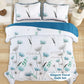 Blue & Teal Wild Flowers 3 Piece Bedding Quilt Set