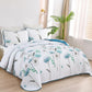 Blue & Teal Wild Flowers 3 Piece Bedding Quilt Set