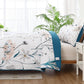 Ensemble de courtepointe réversible 3 pièces country rustique bleu et rose floral